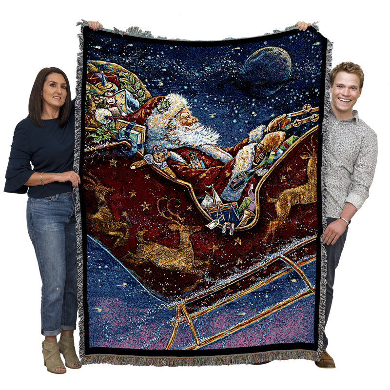 Christmas Midnight Ride Cotton Woven Tapestry Blanket