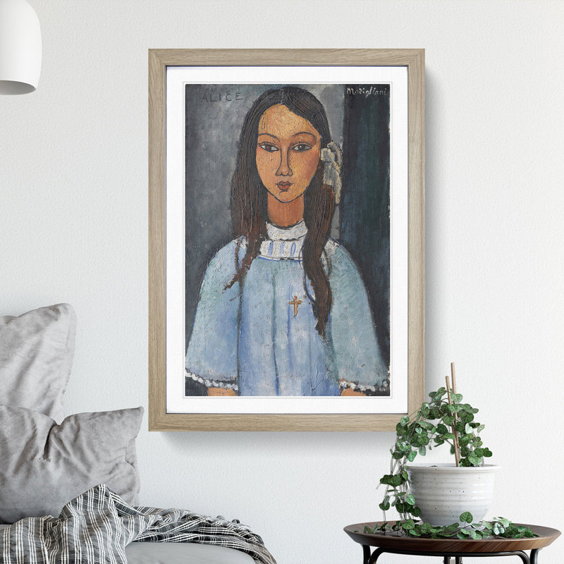 Alice by Amedeo Modigliani - Picture Frame Painting, 48cm H x 36cm W x 2cm D, Oak Framed