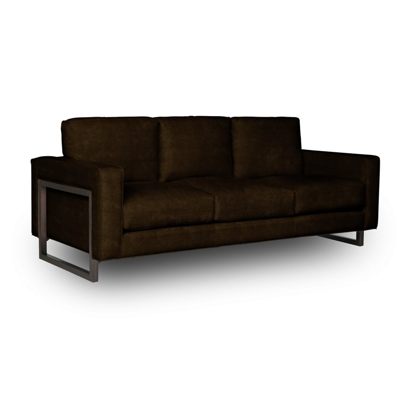 Penelope 84'' Leather Sofa, Truffle (Cartier), Stainless Steel
