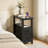 End Table with Charging Station, Nightstand Bedside Table with 2 Drawers for Living Room, Bedroom, Black-466981121
