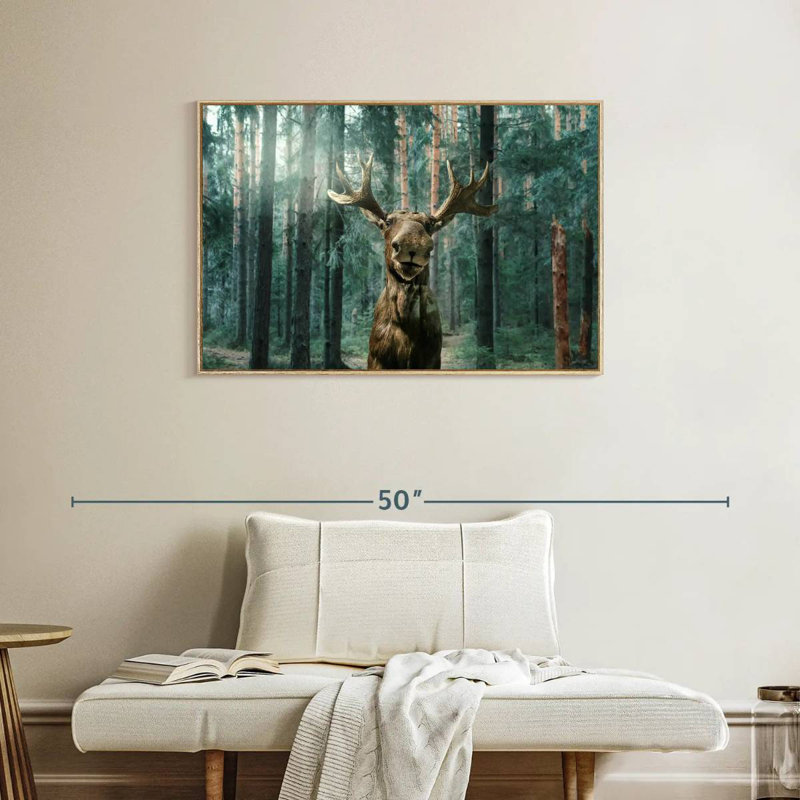 Orignal sauvage, Cadre flottant en bois naturel, 37 po x 25 po