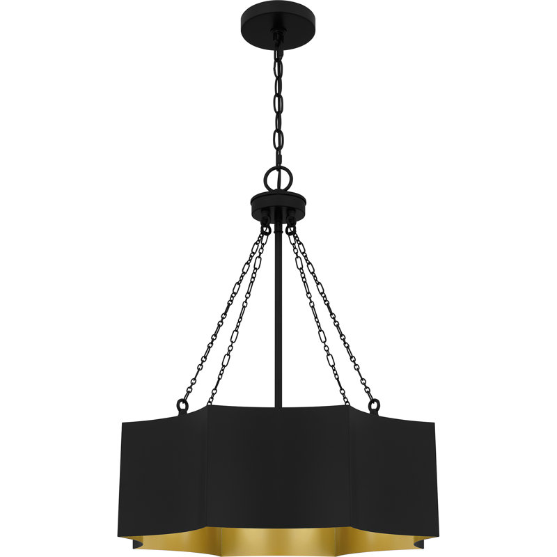Luminaire suspendu noir mat 4 lumières Surrayah
