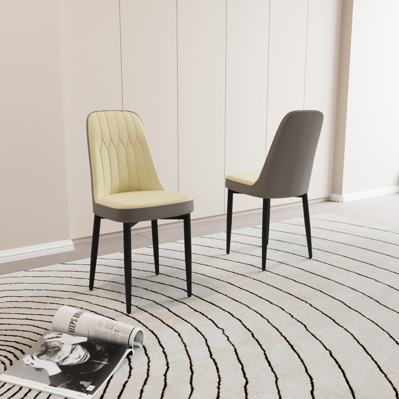 Chaises de salle à manger rembourrées en polyuréthane , Ensemble de 4, Beige/brun
