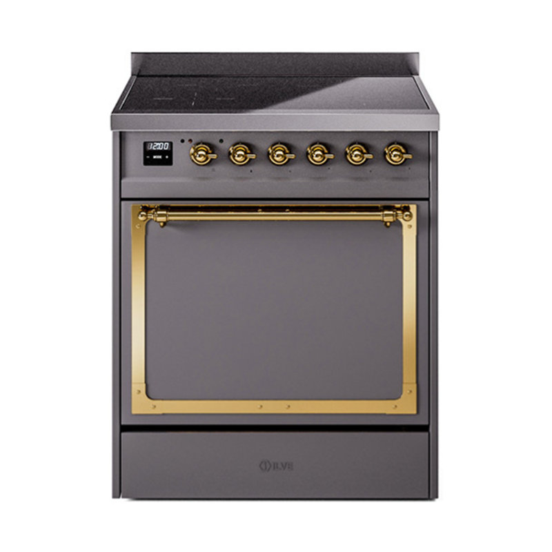 ILVE Nostalgie II Noblesse 30 in Induction Range, Graphite Matte/Brass