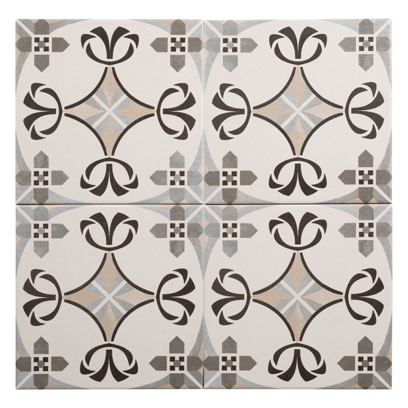 Istanelle Ankara Grey 8-in. Encaustic Patterned Matte Porcelain Wall & Floor Tile
