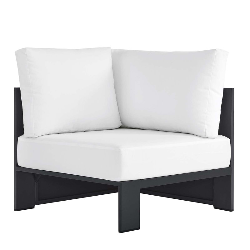 Modway Tahoe Outdoor Patio Powder-Coated Aluminum Modular Corner Chair, White