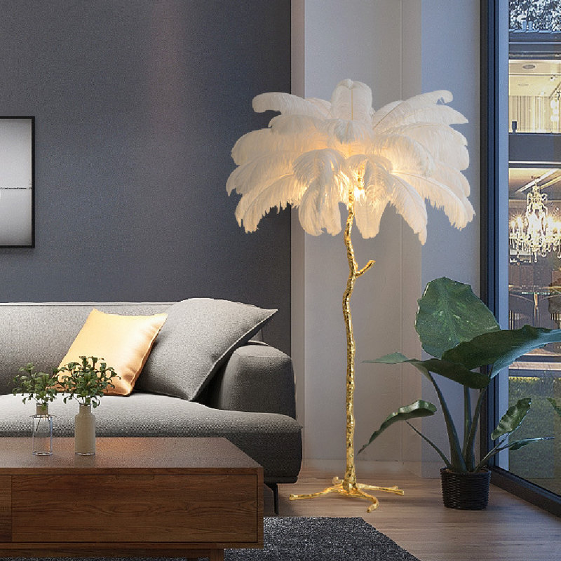 67'' Gold Novelty Floor Lamp, White