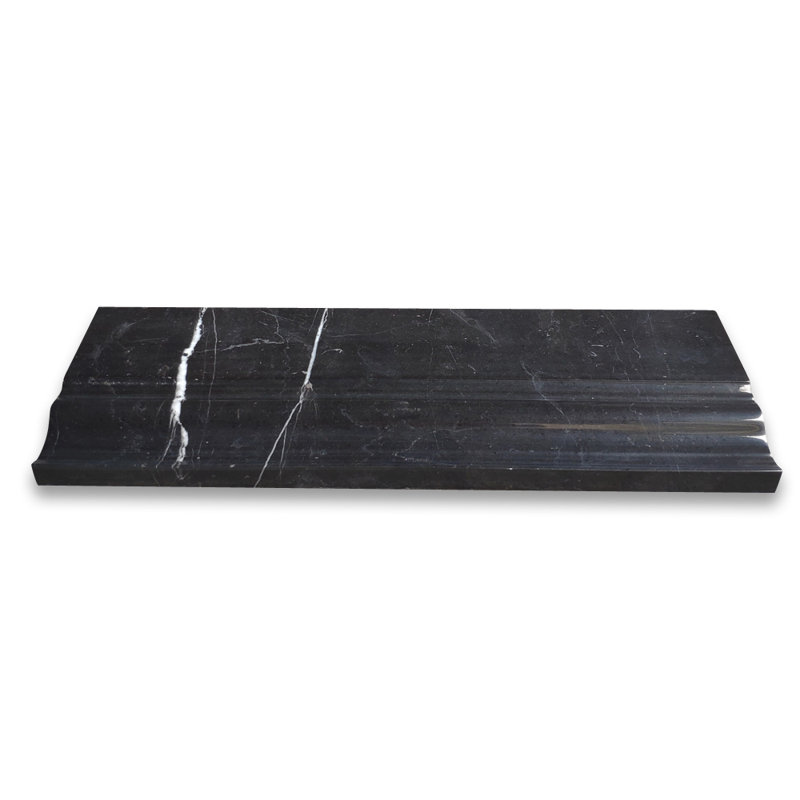 4" x 12" Marble Chair Rail / Crown Tile Trim in Black