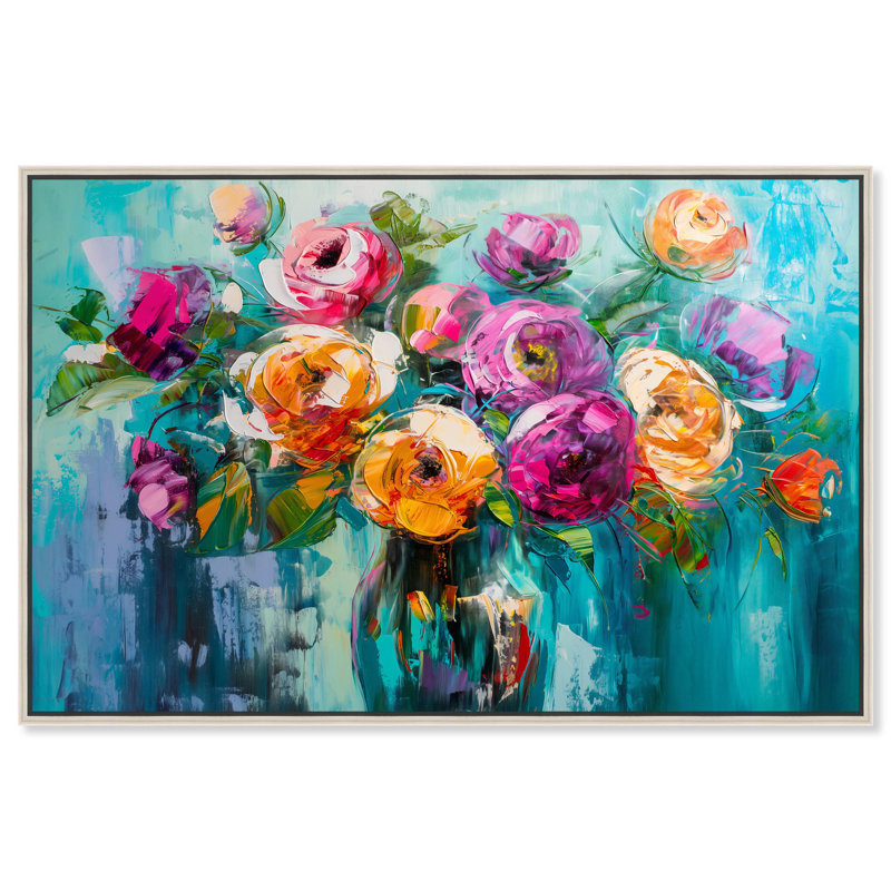 Chromatic Flower Dream Canvas Colorful Floral Art by Art Remedy, Silver Framed, 17" H x 25" W