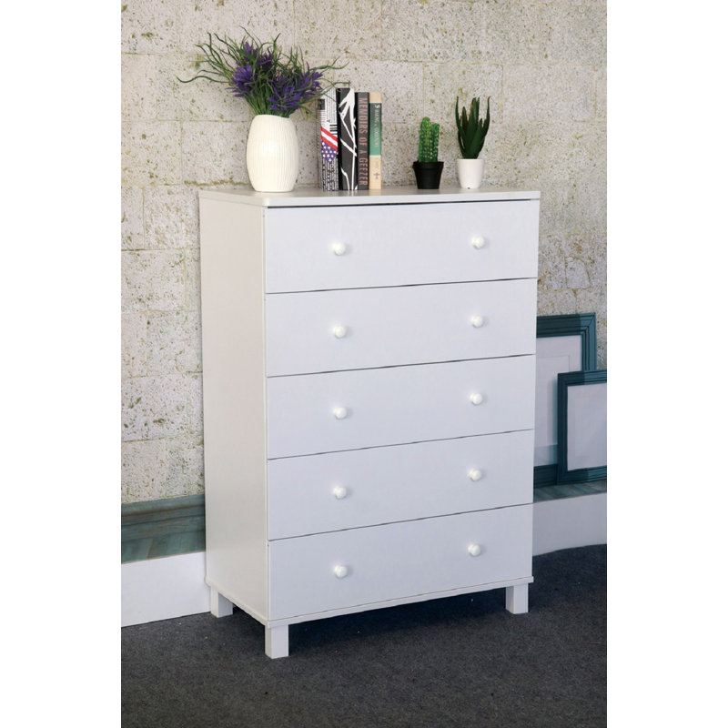 Commode 5 tiroirs, Blanc