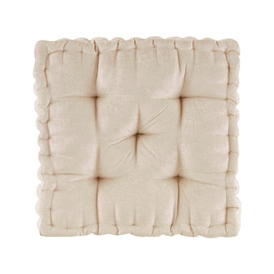 Poly Chenille Square Floor Pillow Cushion Ivory 20X20"