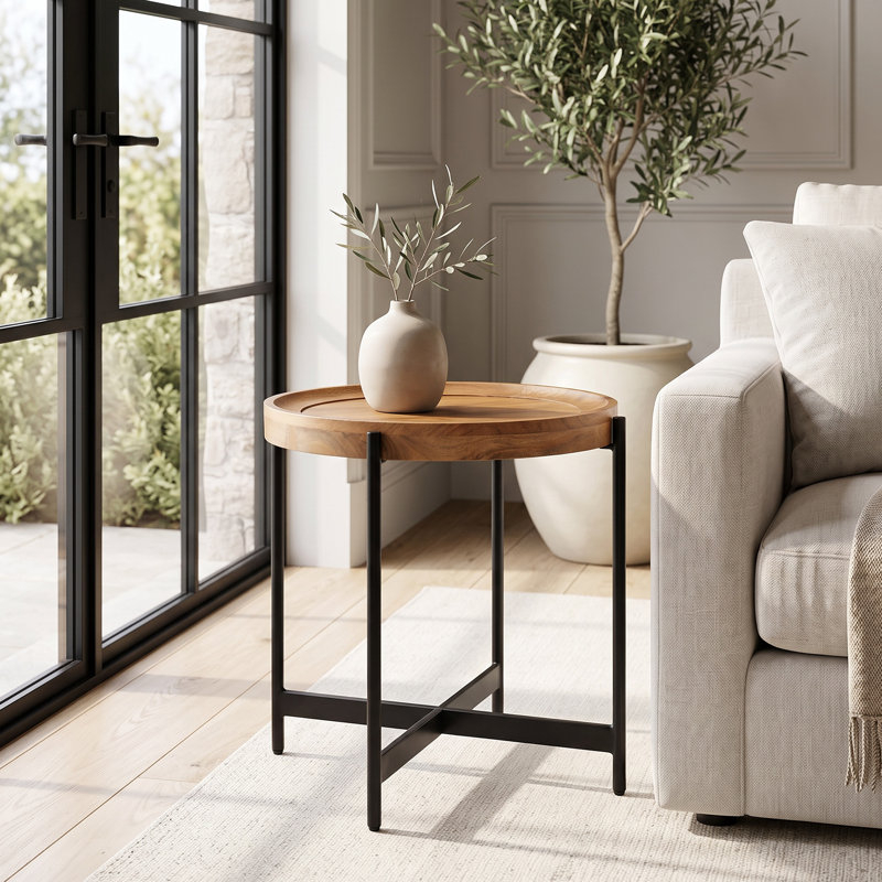 Table de bout en bois massif Beadnell, Naturel