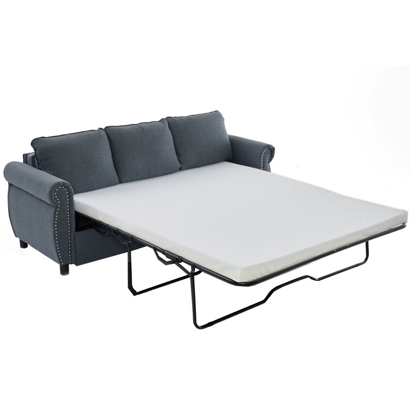 2 In 1 Queen Convertible Sleeper Sofa Bed With Memory Foam Mattress, Gray