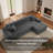 Upholstered 2-Piece Gray Faux Rabbit Fur Flannel Sofa With Pillows – All Foam Compressed And No-Assembly Modular Design-123144191