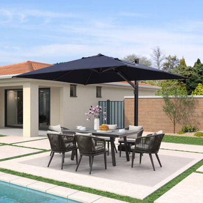 Parasol rectangulaire à base de porte-à-faux 9 pi x 12 pi Mcduffy, bleu marine