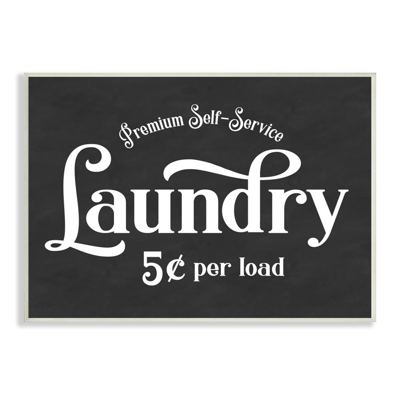 «Vintage Self-Service Laundry», affiche vintage par lettrage et doublure, Plaque murale, H 10 po x l 15 po