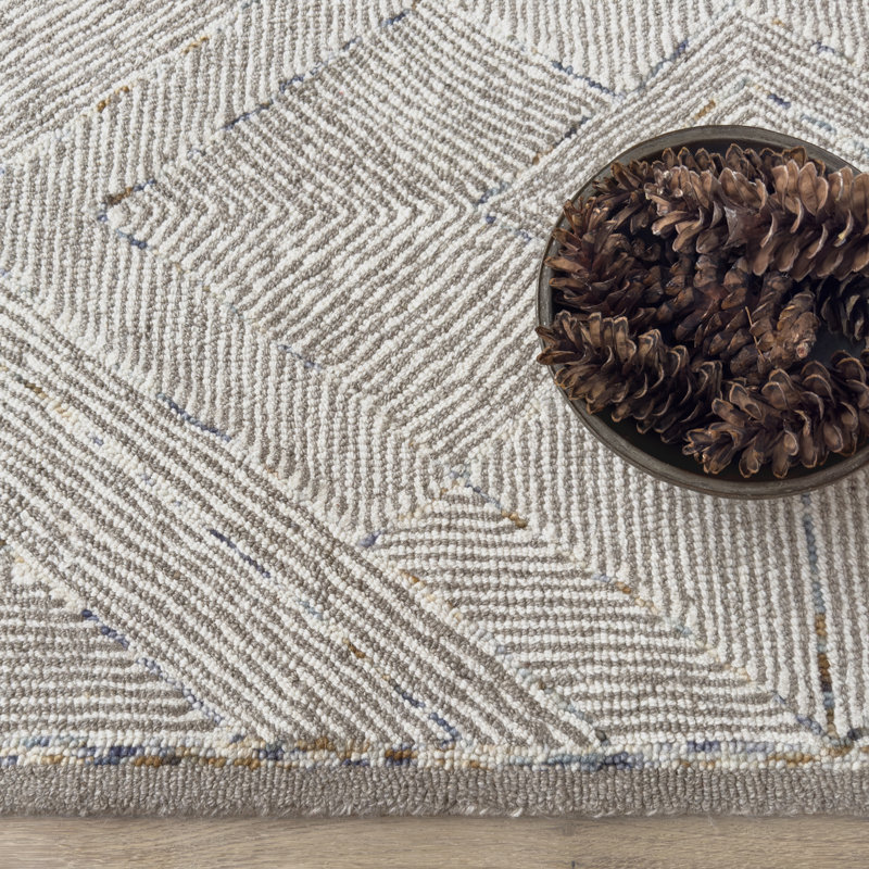 Pinnacle Hand-Tufted Wool Area Rug Geometric Stripe, 7'6" x 9'6"