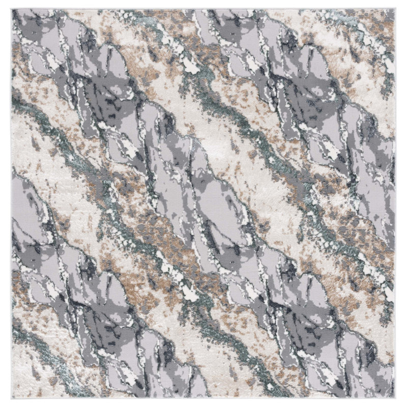 Joonyoung 100 Performance Abstract Rug, Square 6'7"