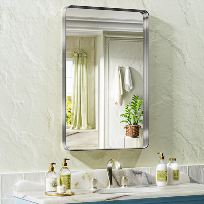 Llesenia Mirror with HD Tempered Glass and Aluminum Alloy Frame, French Cleat Wall-Mounted Bathroom Vanity Mirror