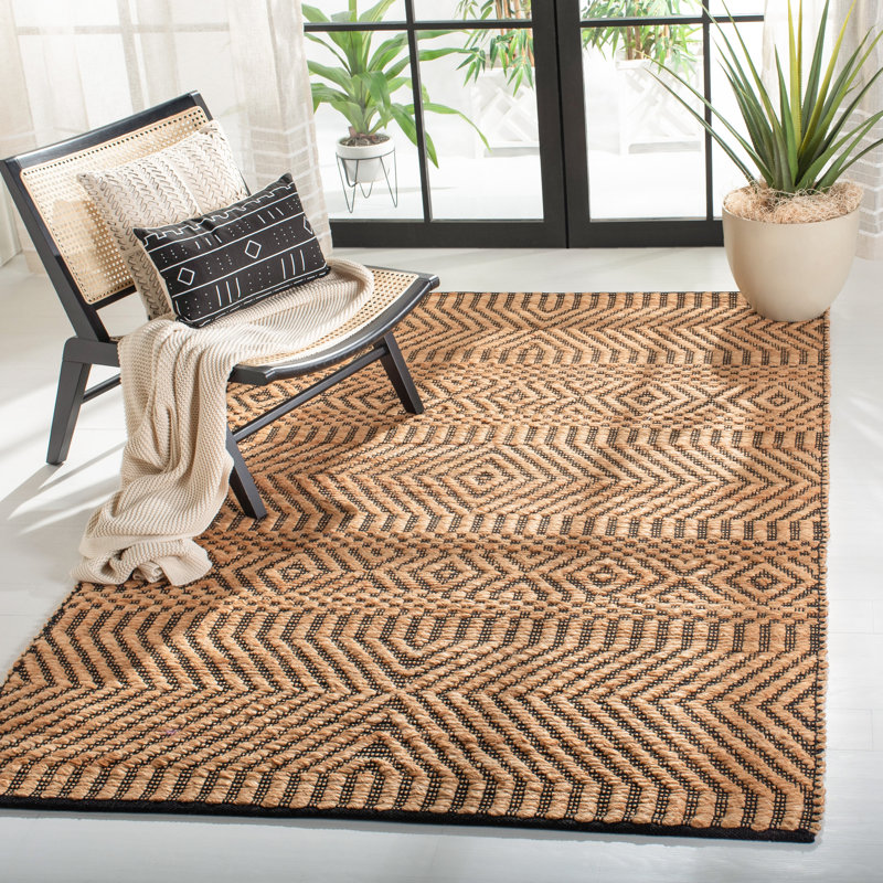 Sueann Kilim Hand Woven Jute Geometric Rug, Rectangle 9' x 12'