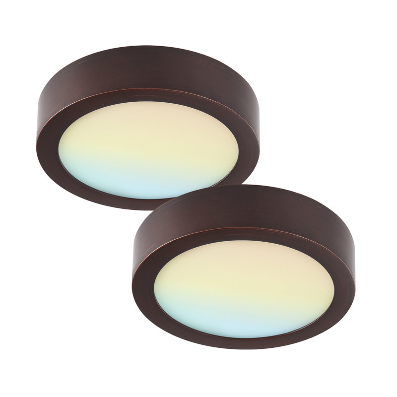 13 in. Round Color Selectable Integrated LED Flush Mount Downlight, Bronze