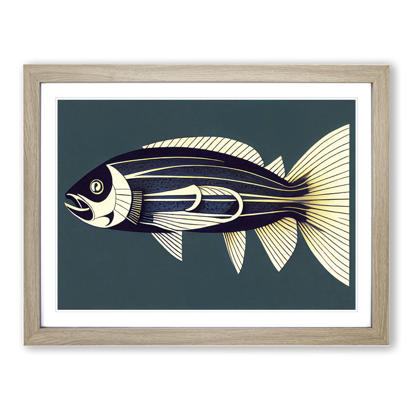 Classic Fish - Framed Print, 34cm H x 46cm W x 2cm D, Oak