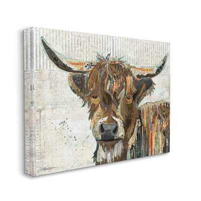 " Highland Cattle Cow Collage Portrait " by Traci Anderson Painting Print