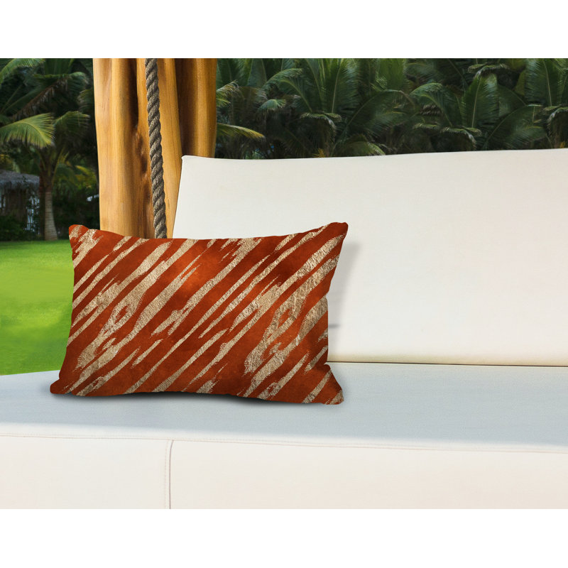 Coussin lombaire intérieur / extérieur abstrait Sana, Orange / doré