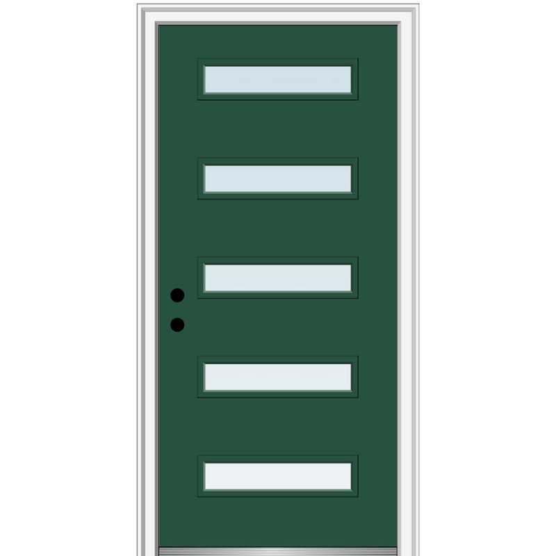 Porte d'entrée pré-suspendue lisse à 5 lumières à 5 lumières, H 80 po x l 32 po x P 1,75po, Droite / vers l'intérieur