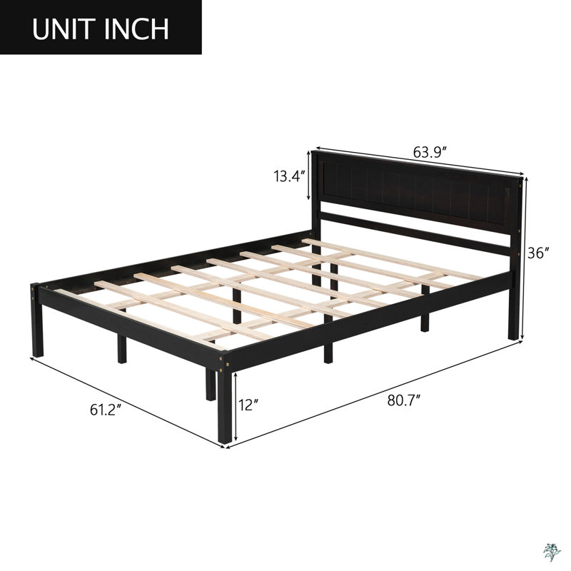 Platform Bed Frame With Headboard, Wood Slat Support, No Box Spring Needed, Queen, Espresso