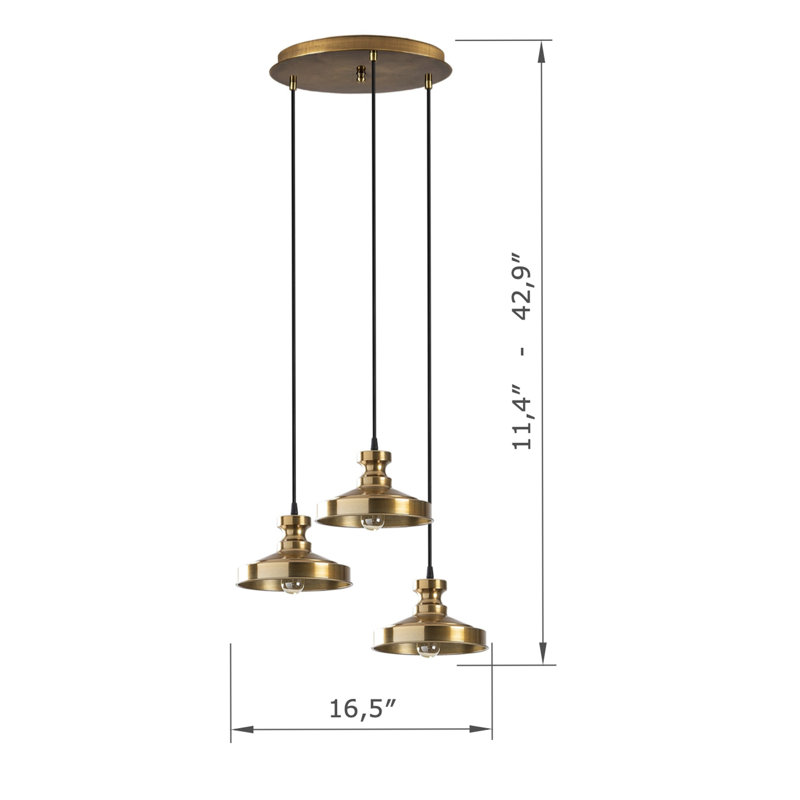 Luminaire suspendu en métal doré à hauteur ajustable