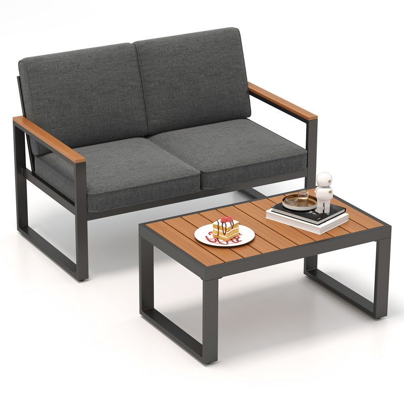 Ensemble de 2 canapés modulaires en aluminium avec canapé et table basse