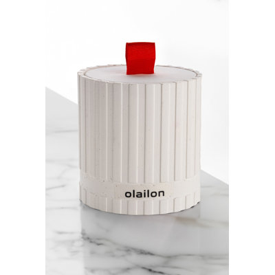 Elegant Amber Scented Candle in Concrete Holder, 3.1 x 3.3 inches | Premium Paraffin & Soya Blend, White & Red Design | Perfect for Home Decor, Relaxation & Gifts | Long-Lasting Fragrance & Stylish Aesthetic