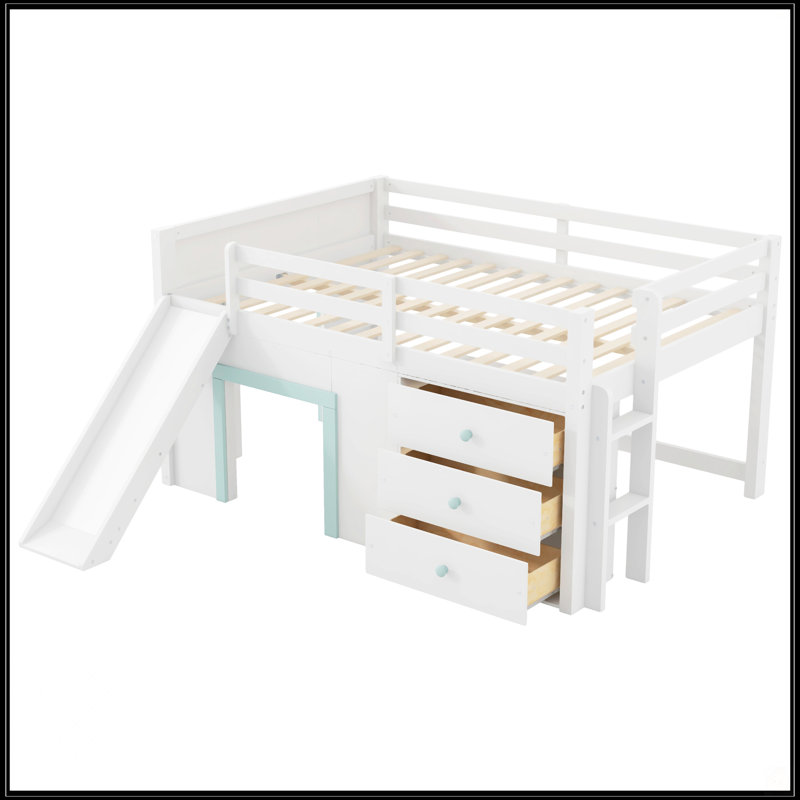 Lit mezzanine double pleine grandeur avec glissade
