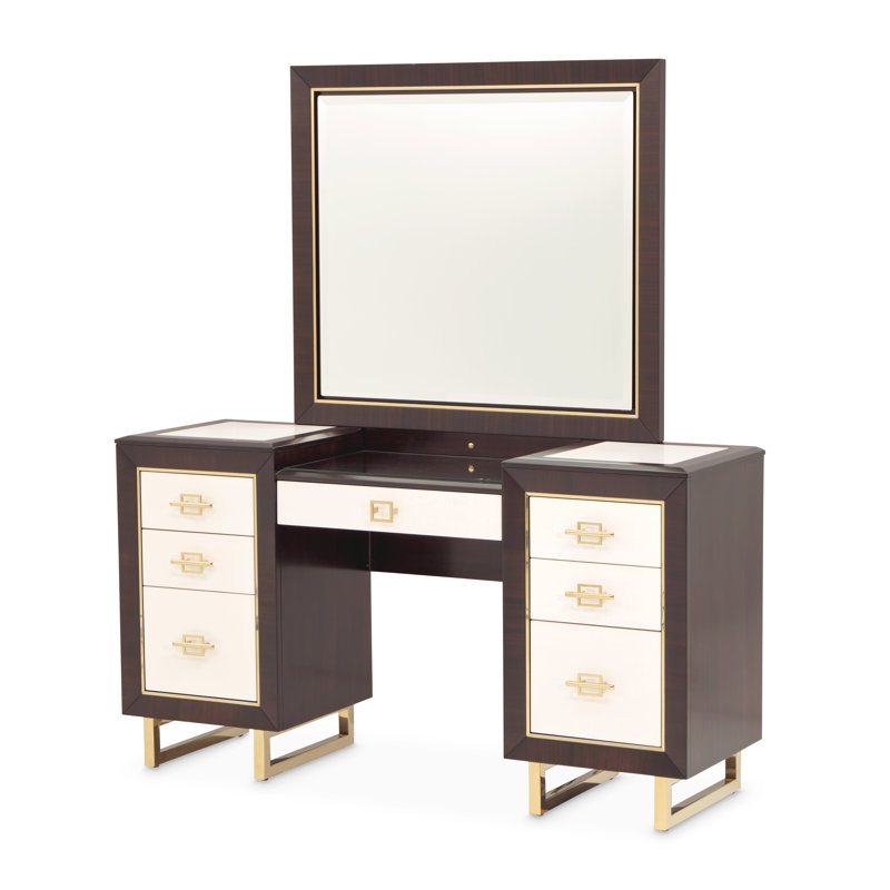 Belmont Place Vanity With Mirror & Bench - Espresso