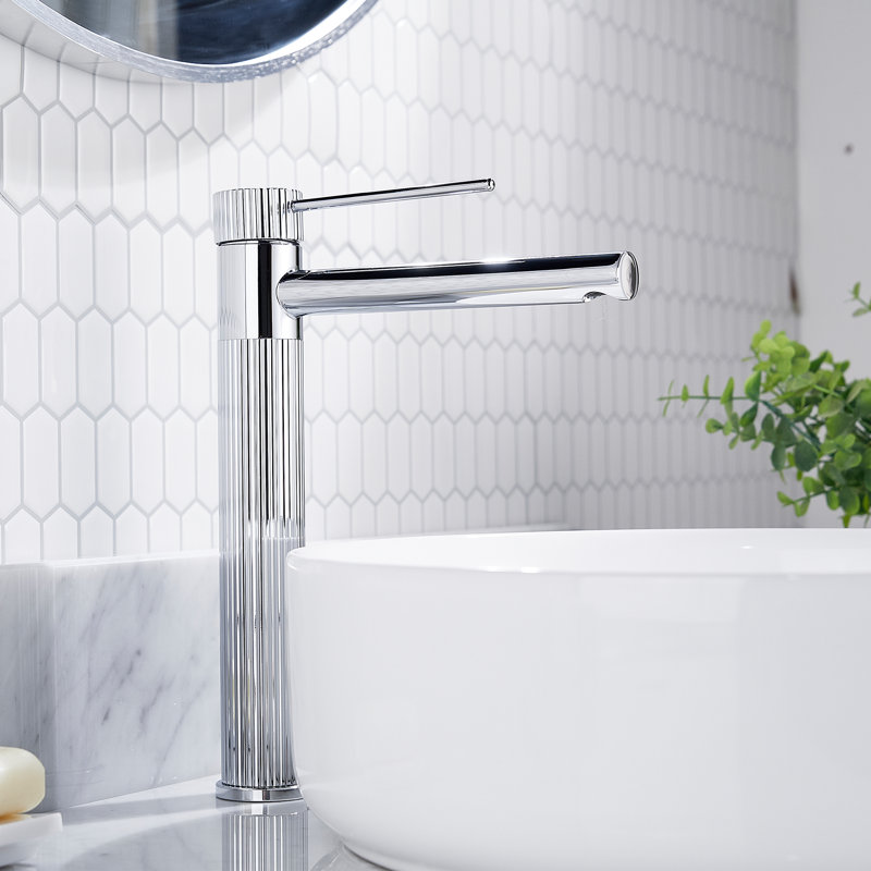 Robinet de lavabo vasque à poignée simple avec drain, Chrome