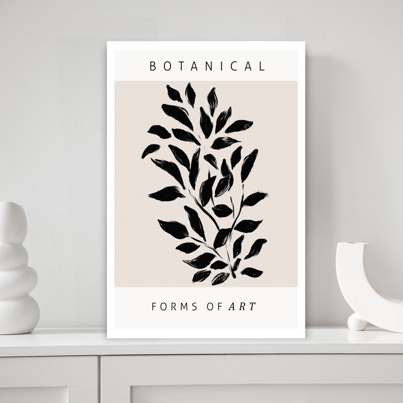 Leafy Silhouettes Abstract Contemporary Delicate Nature Plant Wall Art Print, 45.72cm H x 30.48cm W