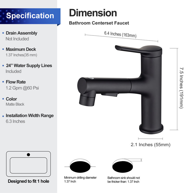 Single-Hole Single-handle Bathroom Faucet, Matte Black