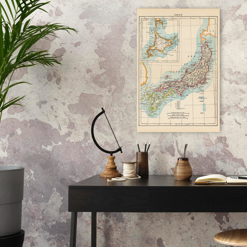 Carte du Japon - Carte d'Asie - Cartographie asiatique, H 24 po x l 16 po