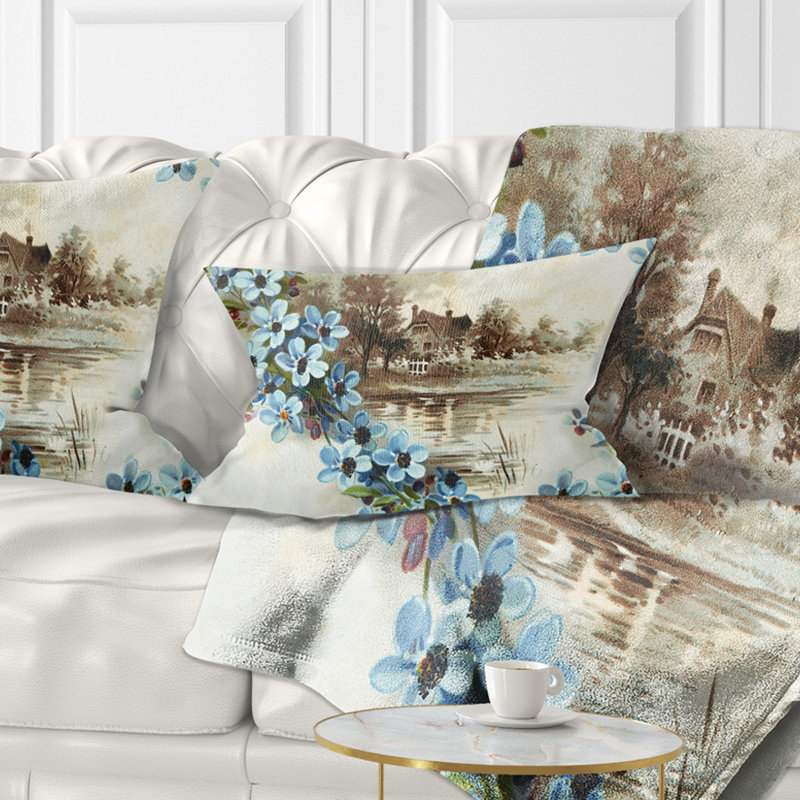 Coussin lombaire floral fleur d’illustration