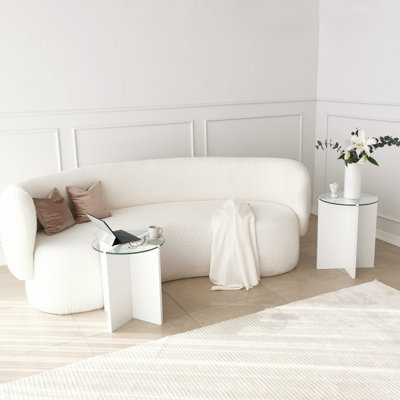 Lili Glass Pedestal Nesting Tables