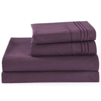 3/4 Pcs Soft Solid & Embroidery Bed Sheets Set