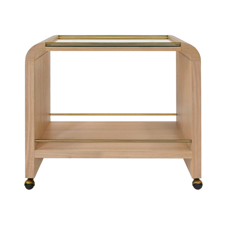 Myer Solid Wood Bar Cart, Natural Oak