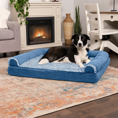 Two-Tone Fur & Suede Full Support Orthopedic Sofa Bed