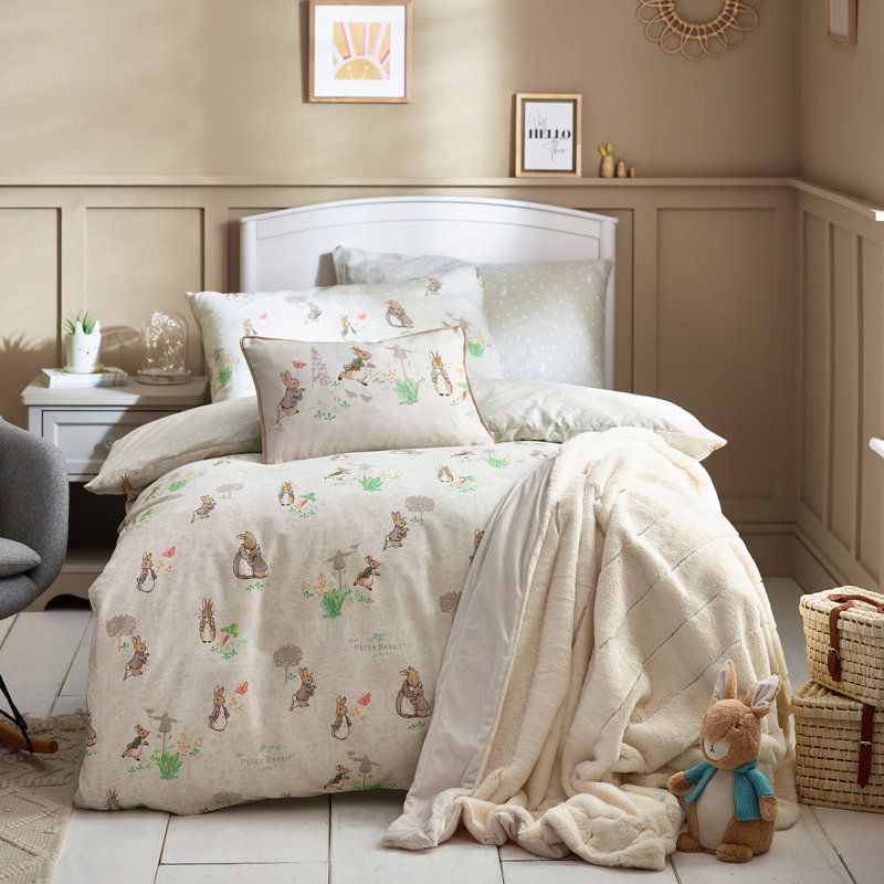 Classic Peter Rabbit Cotton No Pattern Duvet Cover Set with Pillowcases, 137cm W x 200cm L