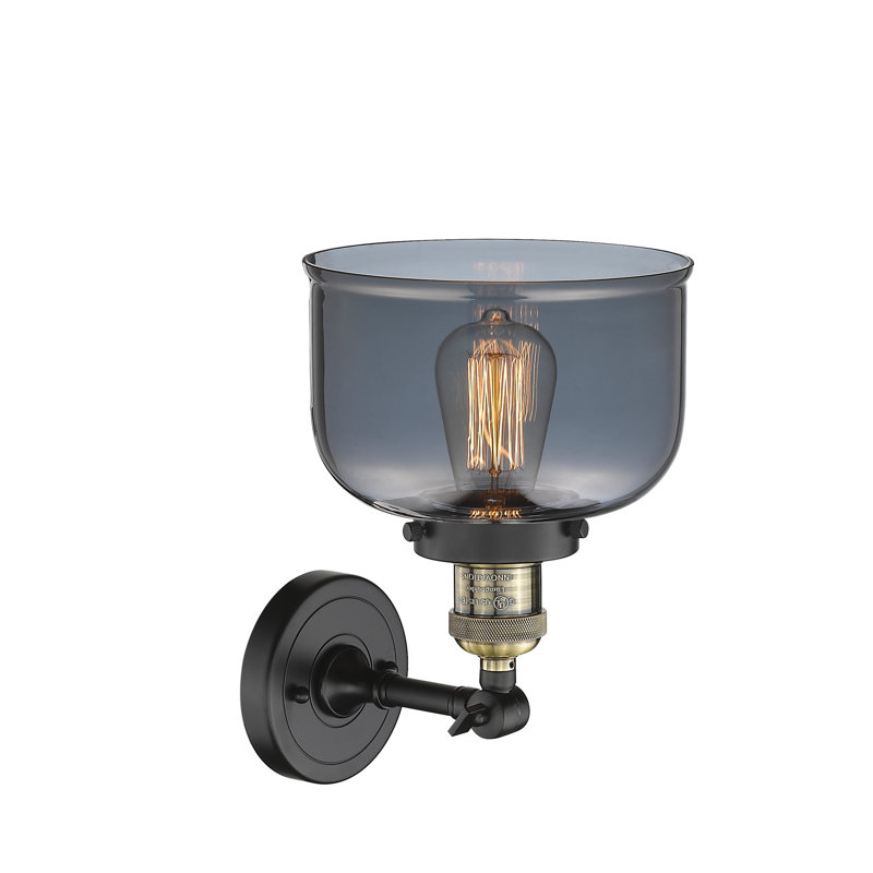 Handley Glass Semi Flush Mount, No Bulb Included, Black Antique Brass, Plated Smoked