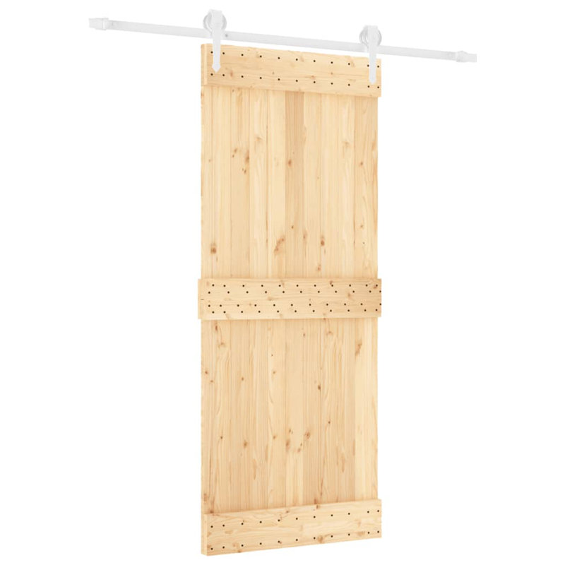 Porte coulissante avec quincaillerie Vidaxl, 33,5 po x 82,7 po, Blanc/naturel