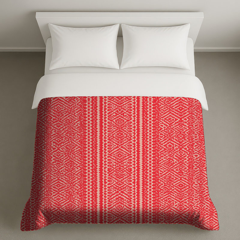 Housses de couette à motif géométrique rouge, Grand lit