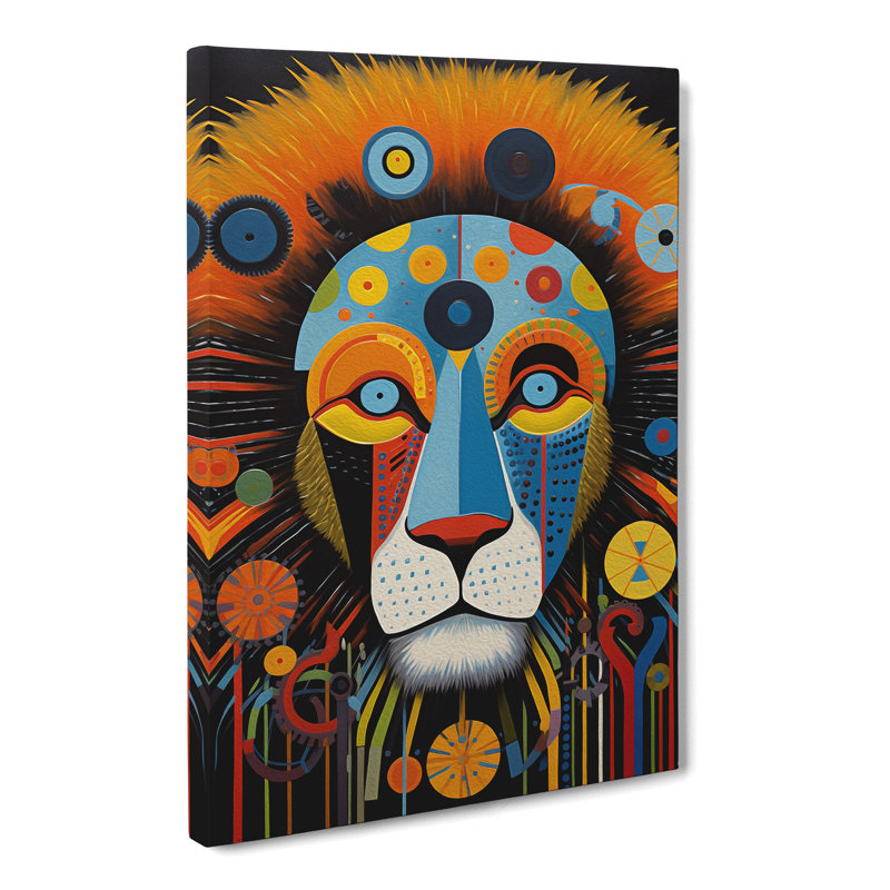 Lion Constructivism Art No.2 - Wrapped Canvas, 50cm H x 35cm W x 3cm D