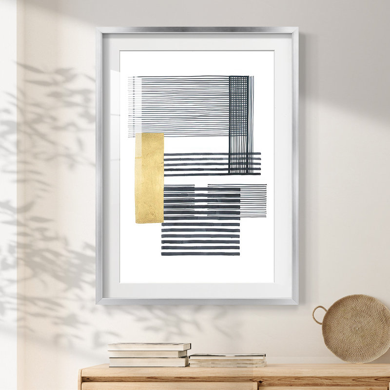 Boxed Plaid II - Impression encadrée, H 28,5 po x l 20,5 po, Argent argent